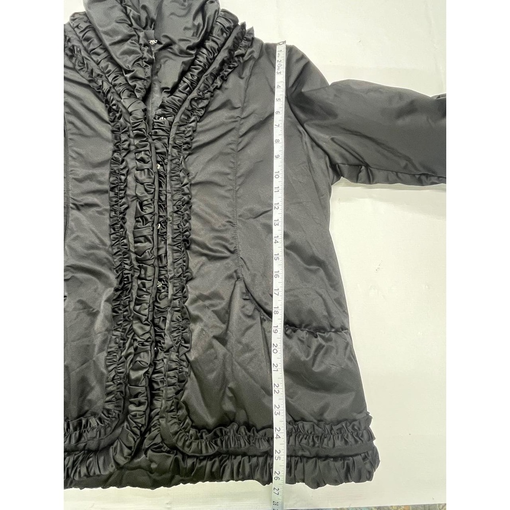 Dana Buchman Womens Black Zip Snap Ruffled Puffer Filled‎ Jacket XL - Picture 7 of 9